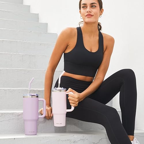 Miniatura 6 de 40 oz Tumbler with Handle and Straw Lid,Insulated Reusable Stainless Steel Water Bottle Travel MugCupholder Friendly Double Wall Vacuum Sealed Cup