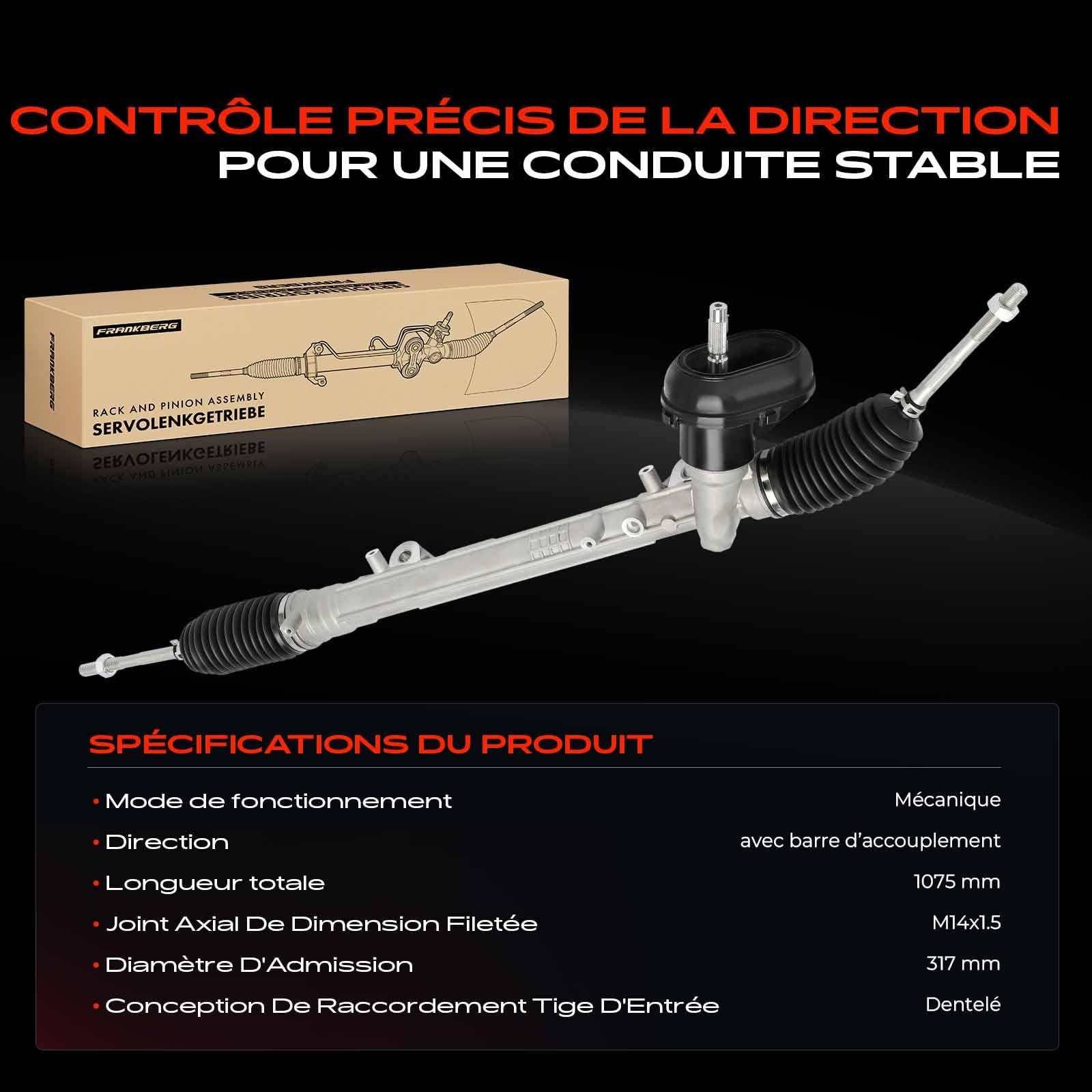 Frankberg Crémaillière de Direction Conduite à gauche Compatible avec C.a.p.t.u.r I H5 J5 Clio IV BH Clio IV Grandtour KH Clio IV Camionnette/Hatchback BH Zoe BFM Remplacer# 490013552R