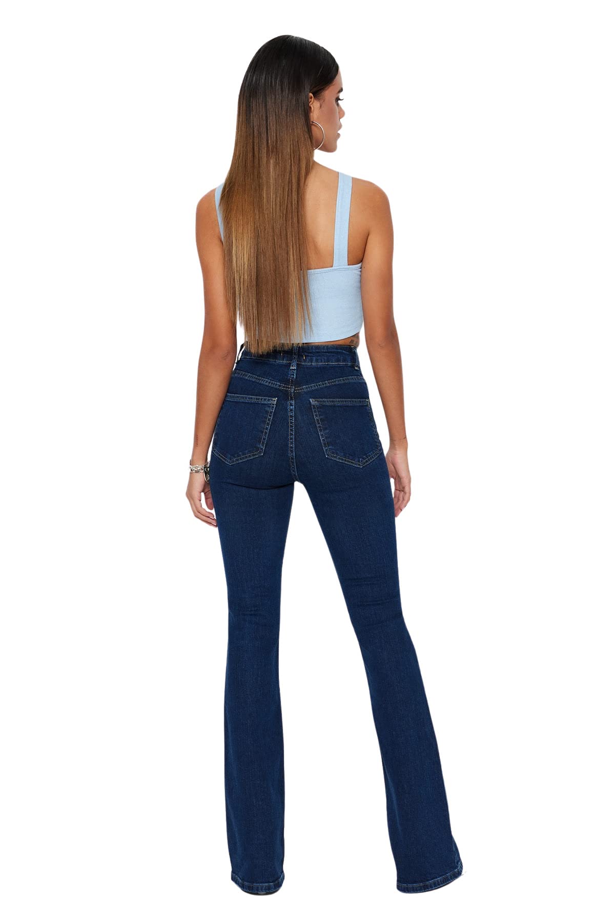 Trendyol Jean Évasé Taille Haute pour Femme Pantalons