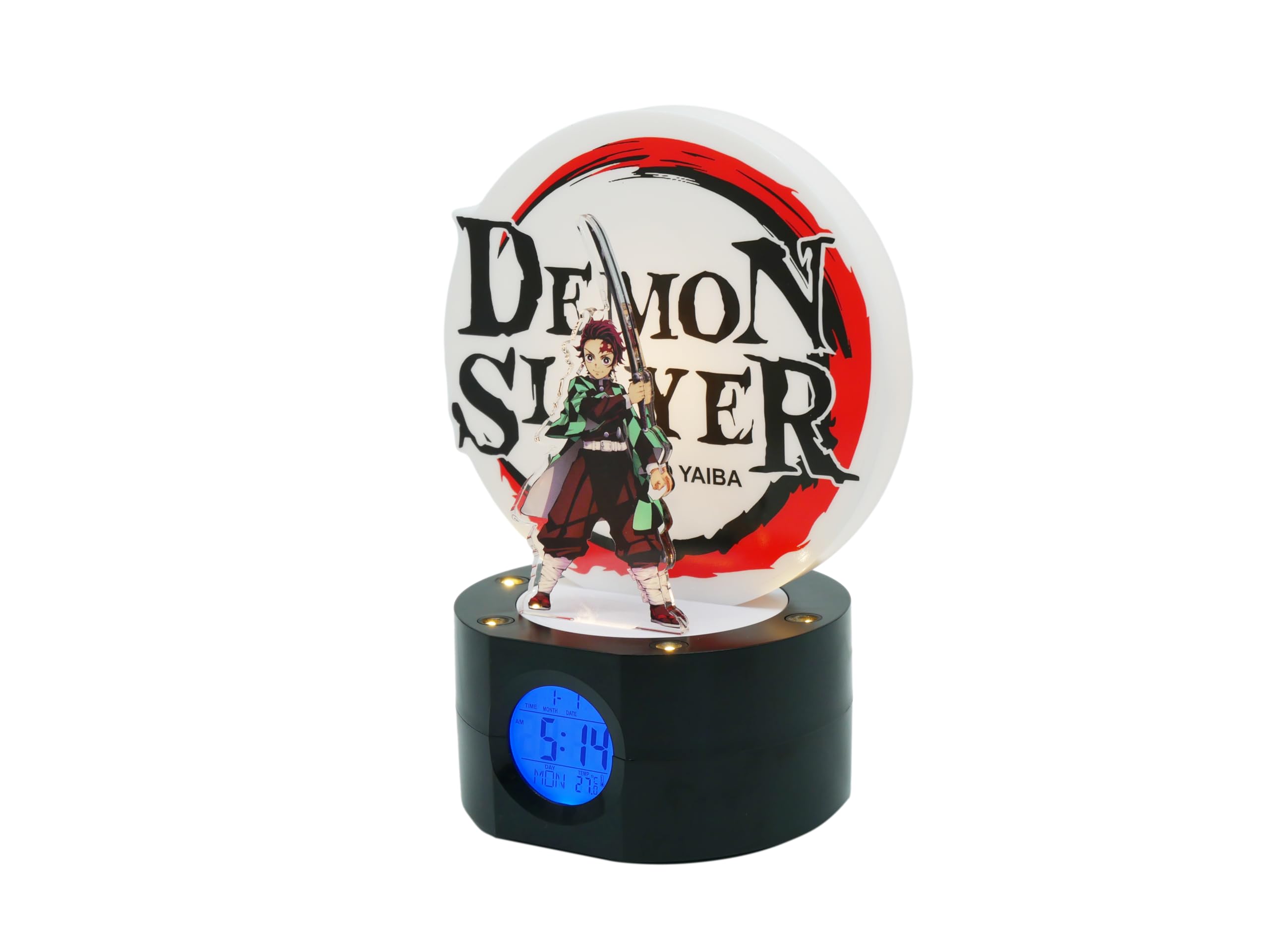 Teknofun Licence Officiel Demon Slayer Réveil Lumineux TANJIRO 20 cm 2 Modes d'éclairage Fonctionne avec 3 x AAA/Câble USB pour Enfants dès 6 Ans