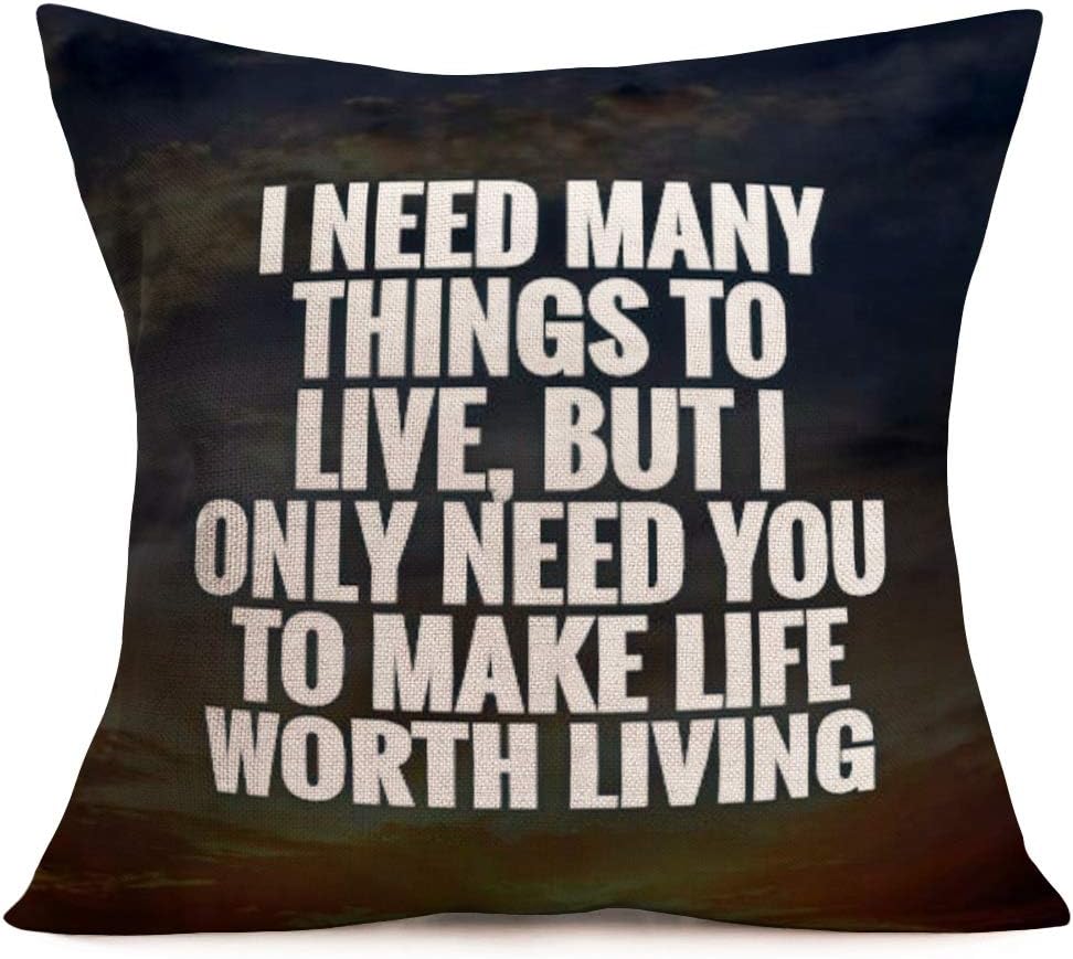 Easternproject Inspirational Quote Cotton Linen Home Decor Throw Pillow Case Cushion Cover Warm Lettering Decorative Sofa Couch Pillow Covers 18''x18'' (I Need Many Things to Live)