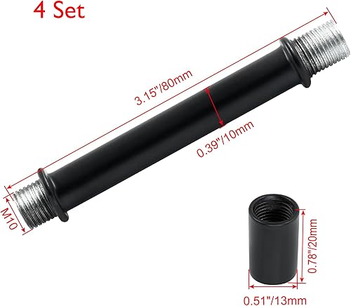 Miniatura 5 de BokWin Varilla de extensión de lámpara M10 con conector, varillas de extensión colgantes blancas de repuesto para luces (3.15 pulgadas de longitud)