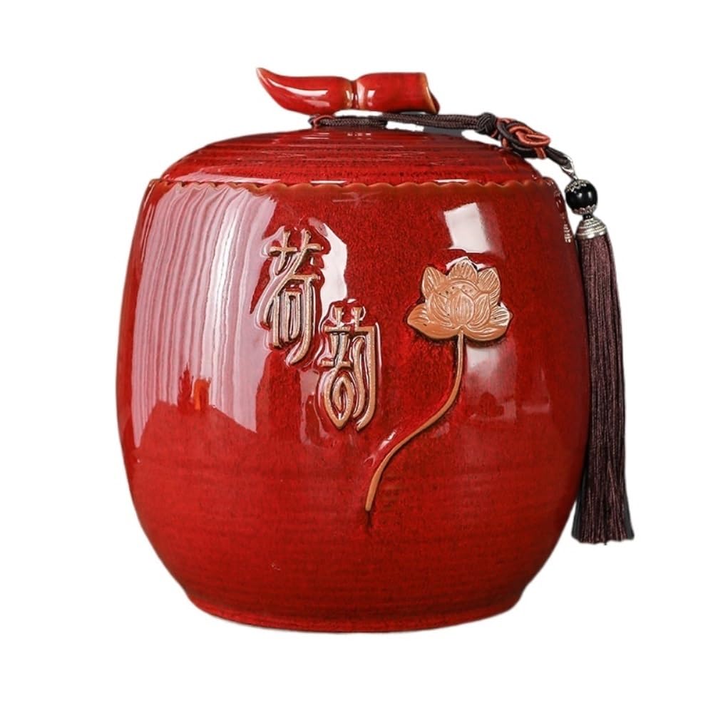 Contenitore per Il tè in Ceramica, Contenitore per Il tè Sfuso, Piccolo Barattolo sigillato in Ceramica, Set da tè Cinese retrò, Set da Un Barattolo, Scatola per Il tè (B)
