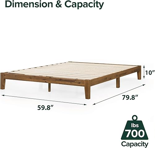 Miniatura 9 de ZINUS Lucinda Base de cama de plataforma de madera no necesita somier base de madera maciza con soporte de listones de madera fácil montaje tamaño