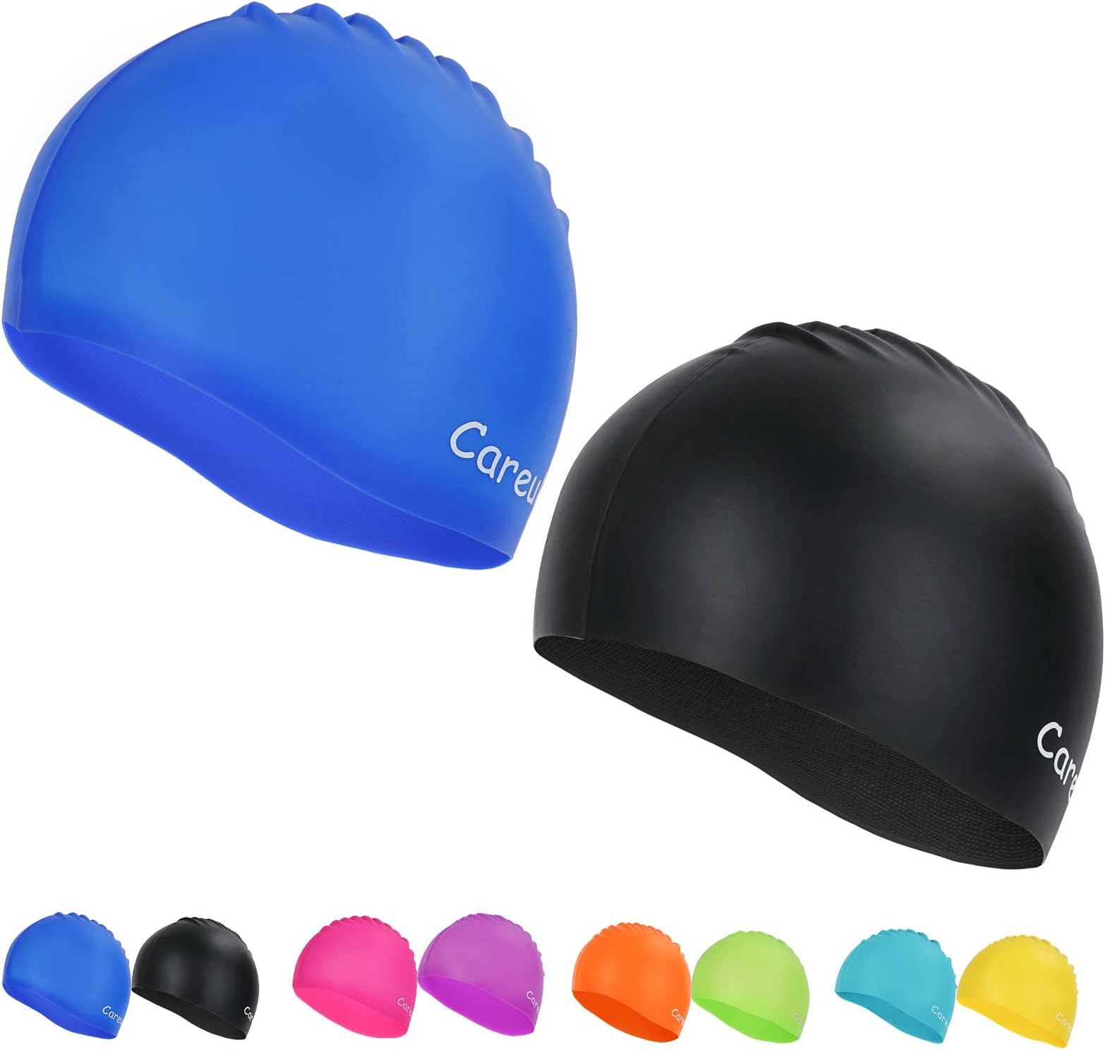 2-Pack Kids Swim Caps