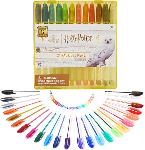 Innovative Designs Harry Potter Wizarding World - Juego de bolígrafos de gel para niños, paquete de 24 con bolígrafos de gel con purpurina, bonitos