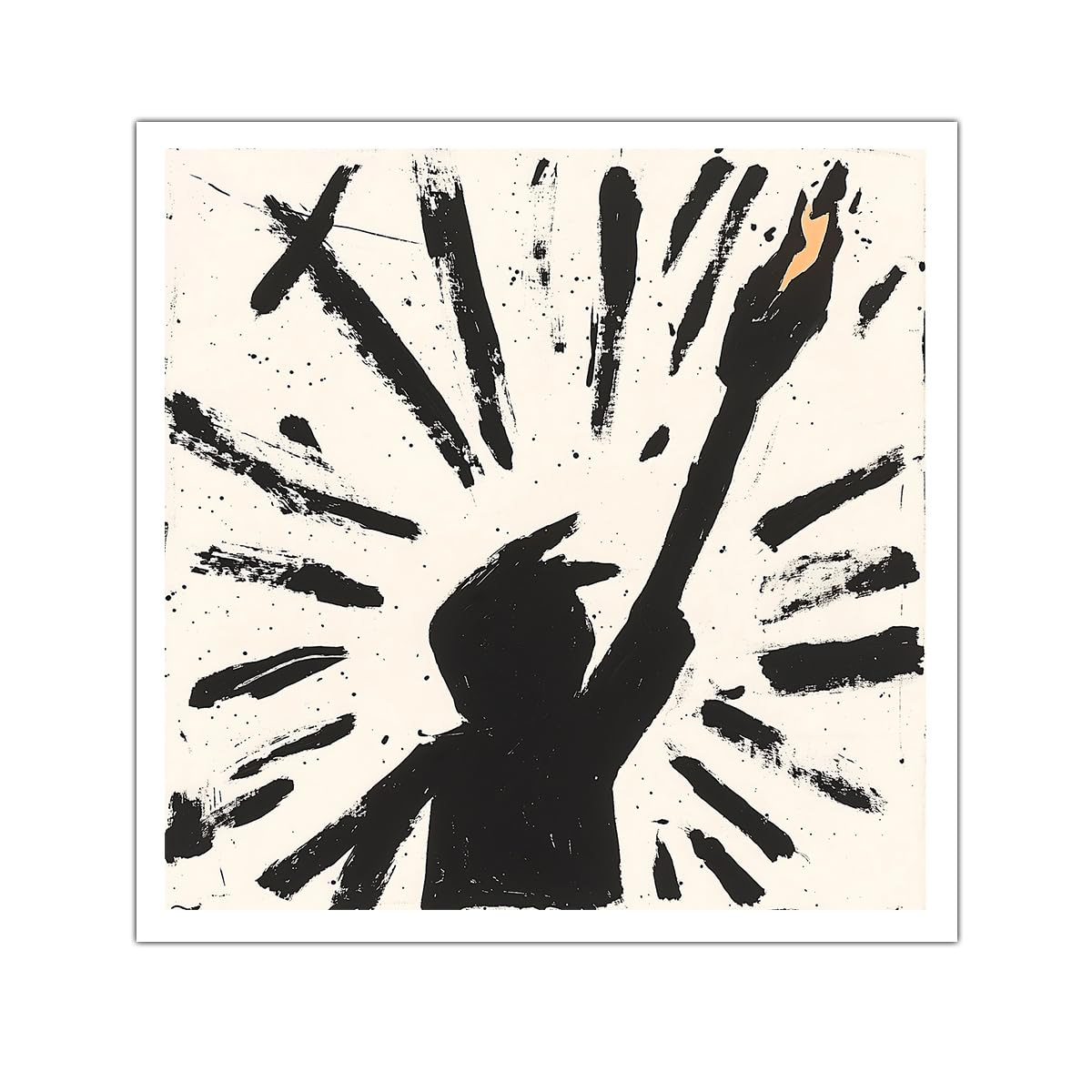 OSHIONARTE Abstract Canvas Poster Retro Pop Art Black and White Painting Print Expressionism Street Graffiti Poster for Living Room Office 80x80cm Frameless