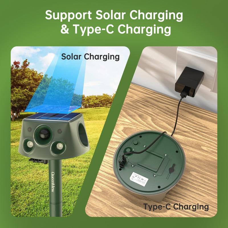 Répulsif Chat Extérieur, Repulsif Ultrason Chat, Solaire Ultrason Anti Chat Chien, Charge de Solaire, Répulsif Chat Chien Jardin pour Chats, Pigeon, Oiseaux, Renard, Rat, 3 Modes