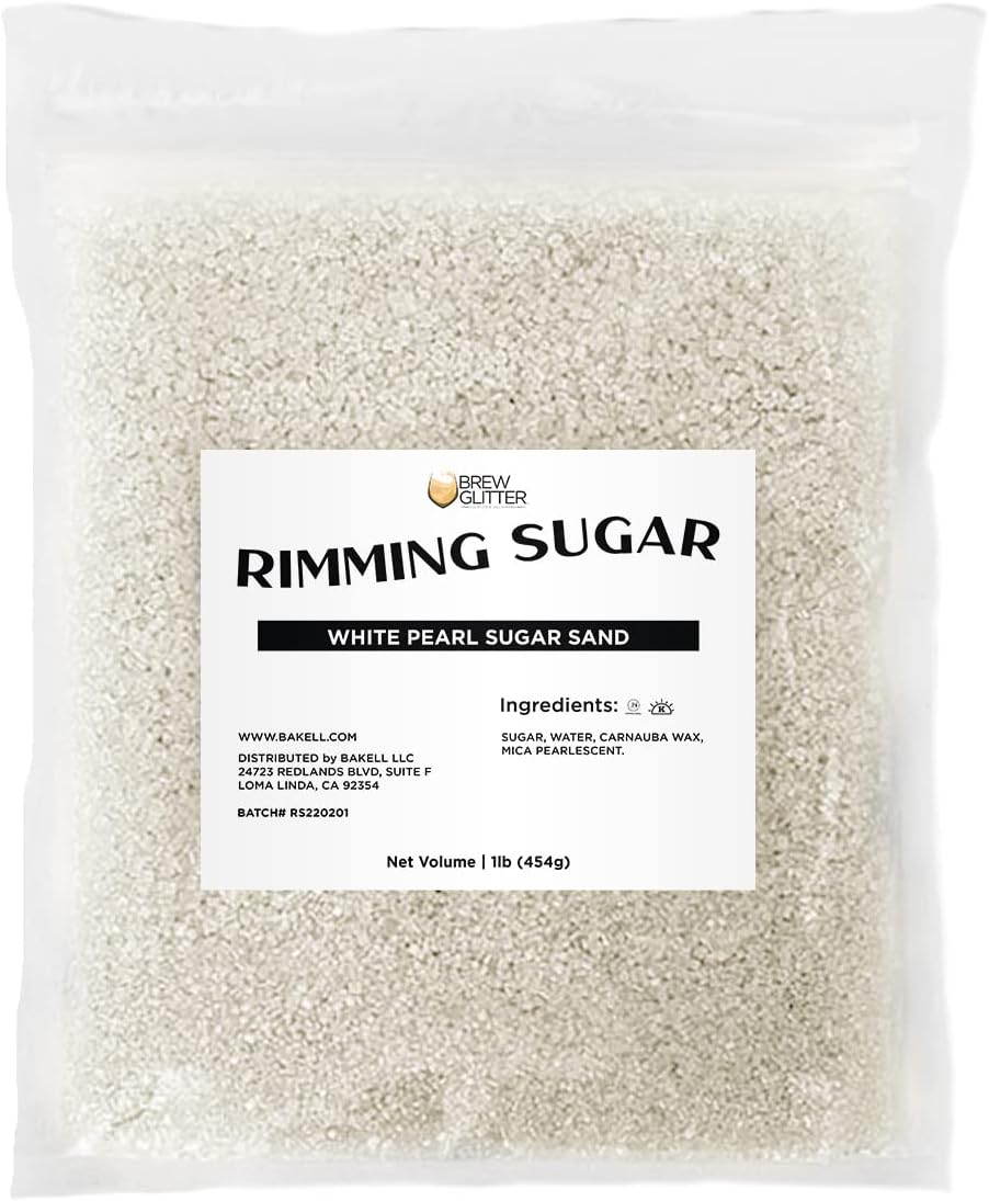 BREW GLITTER White Pearl Cocktail Rimming Sugar, Drink