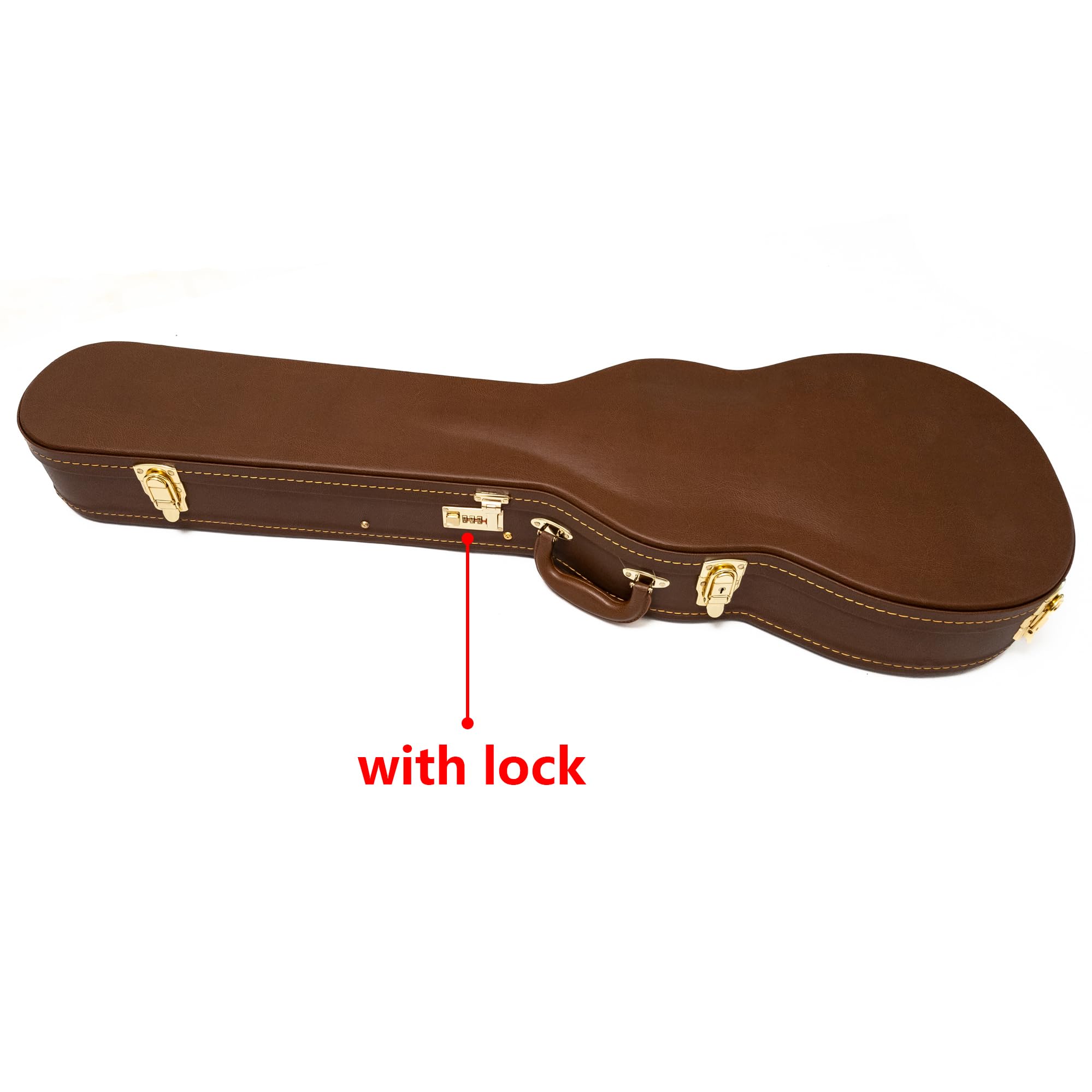 Etui na gitarę elektryczną premium Gibson Les Paul, twarde etui z pluszowym wnętrzem, wodoodporna skóra, schowek, A-brązowy