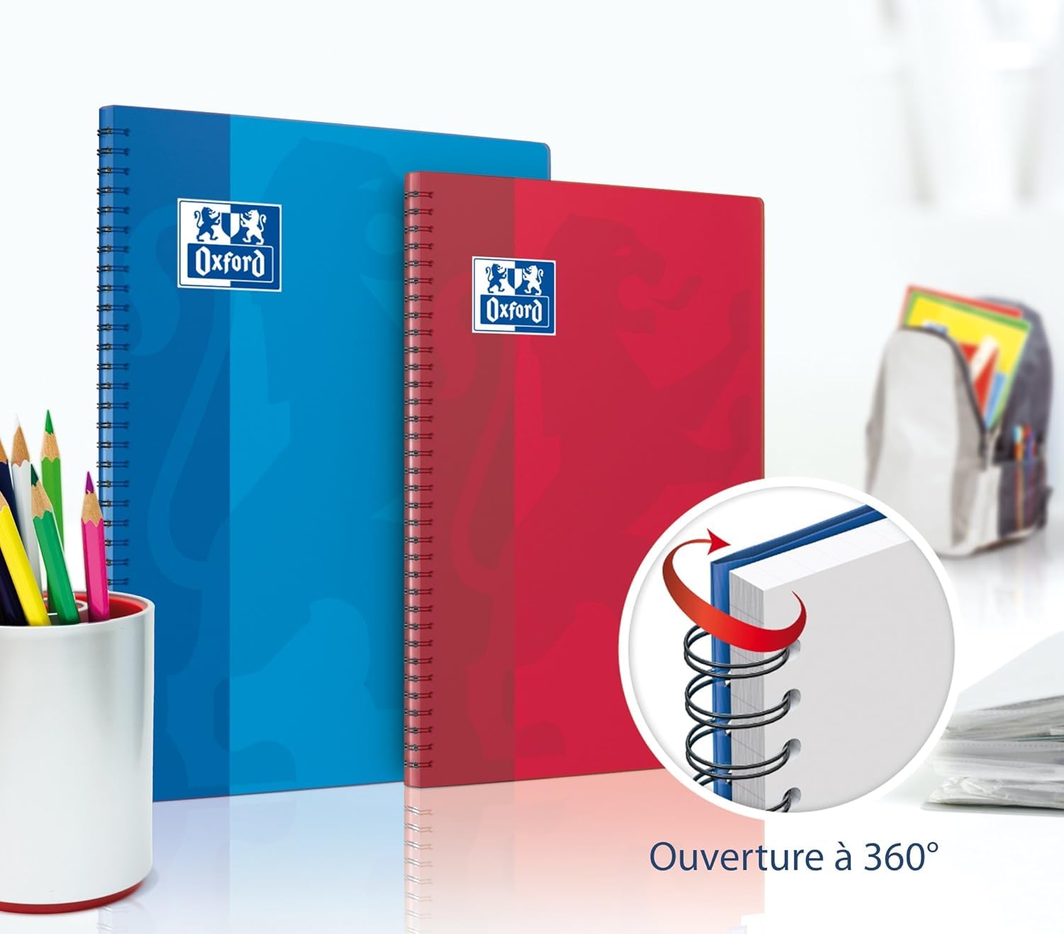 Oxford OpenFlex Lot de 5 Cahier à spirales Grands carreaux Seyès 100 pages 24 x 32 Couleurs Assorties