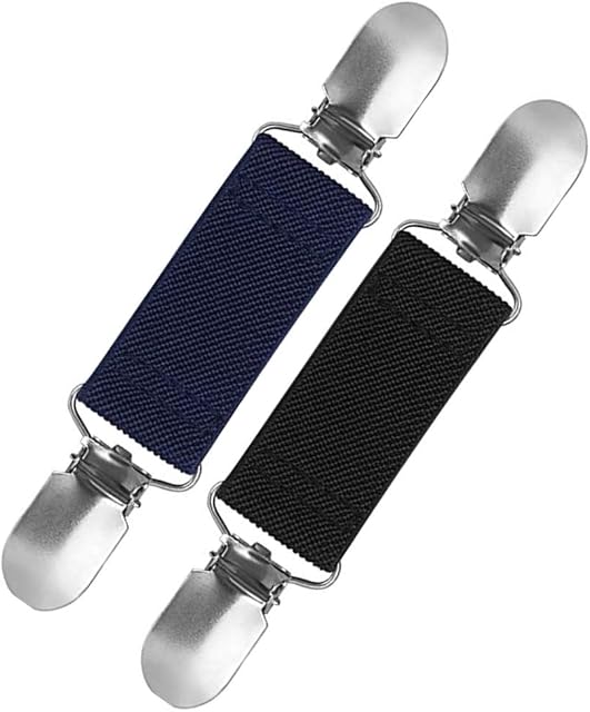 2PC Sweater Cardigan Clips Guard Elastic Clothes Waist Cinch Clip Clasp Beds Seat Covers Clips-Black
