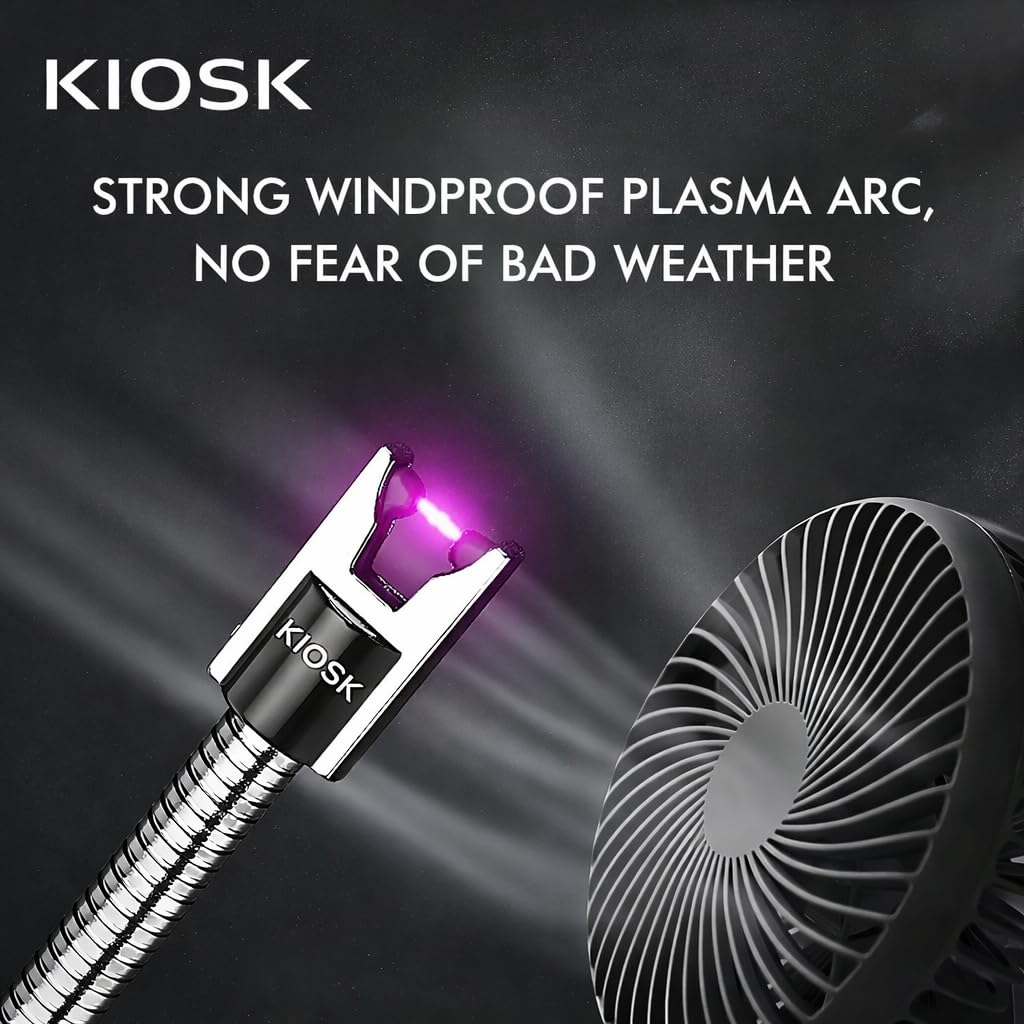 KIOSK 2 PCS Kitchen Rechargeable Electric Gas Lighter for Kitchen | USB-C Charging | 360° Flexible Neck | Windproof Plasma Arc | Multipurpose for Gas Stove, Candle, Pooja | Safety Lock-1 Year Warranty — Amazon image 8