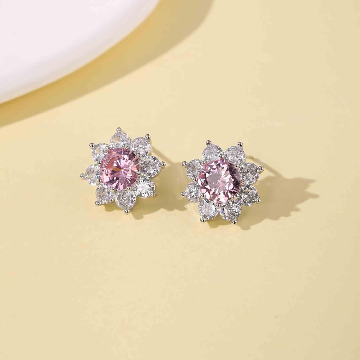 Luxury Austrian Crystal Flower Stud Earrings for Women Fashion 14K White Gold Plated Hypoallergenic Jewelry - Image 5