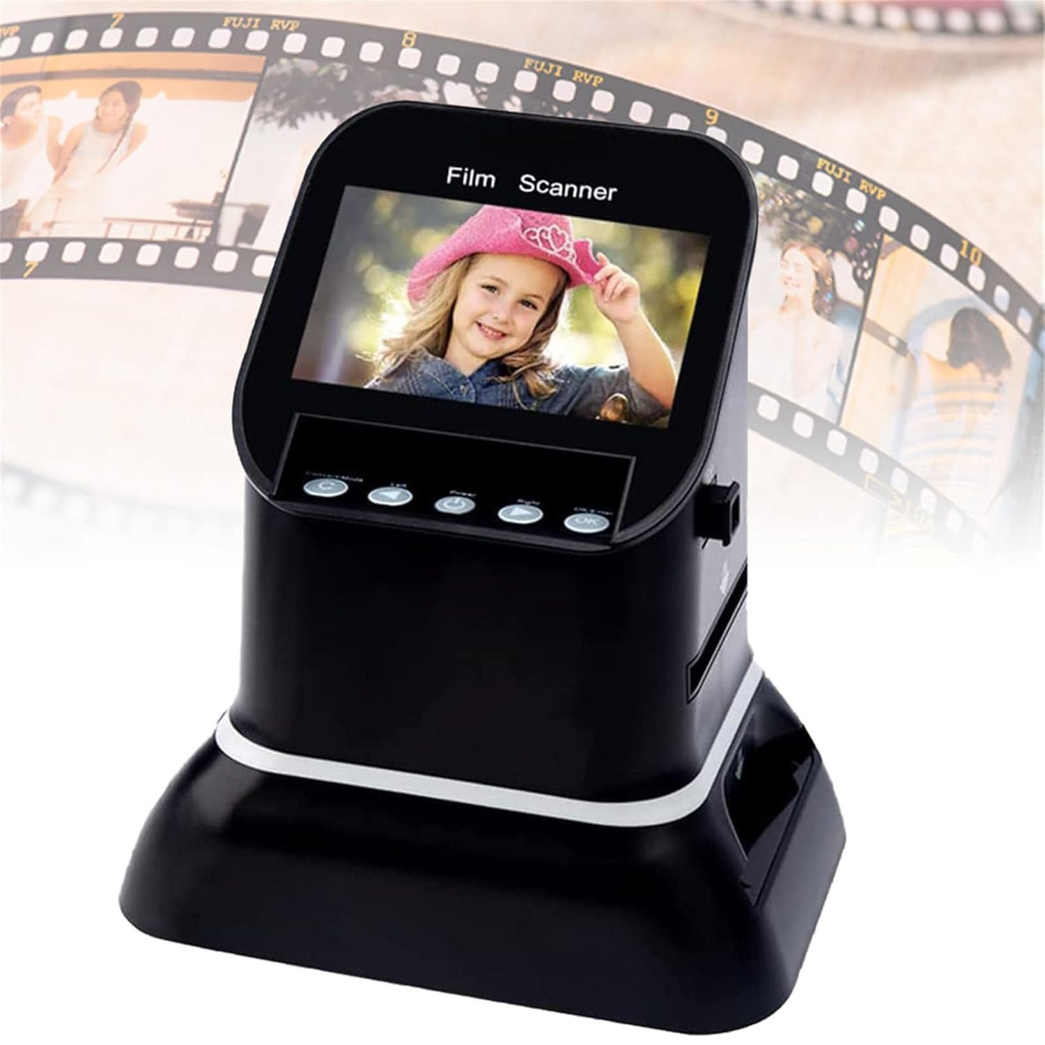 Scanner per diapositive, scanner per pellicole digitali, alta risoluzione 120, supporta 5 specifiche di pellicole 120, schermo LCD 1080P, converte negativi e diapositive da 35mm, 135, 126, 127 in JPEG