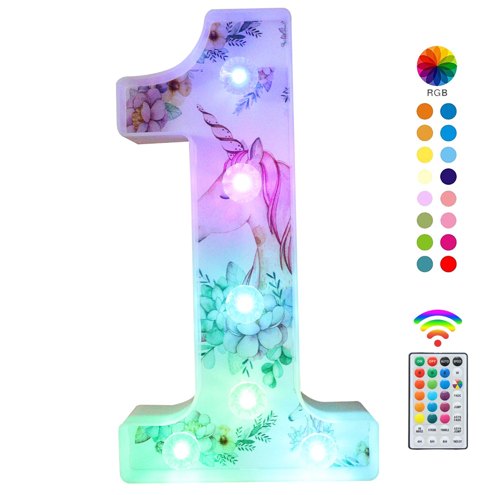 Unicorn LED Light Up Letters, 18 Color Changing Diamond Alphabet Sign Unicorn Gifts for Girls Women Party Birthday Decorations Remote Night Light Christmas Valentine Wall Table Decor - A — view 22