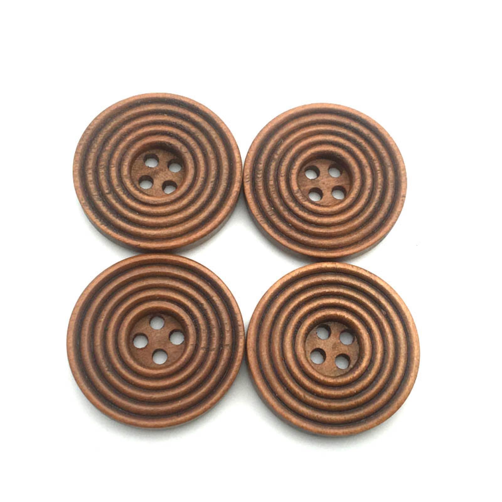 Botones, 7 tamaños Color café Botones de Madera en Espiral Redondos 4 Agujeros Costura Scrapbooking Manualidades Ropa Botón de Madera Hecho a mano-28 mm 20 Piezas (Tamaño: 15 mm 50 Piezas)