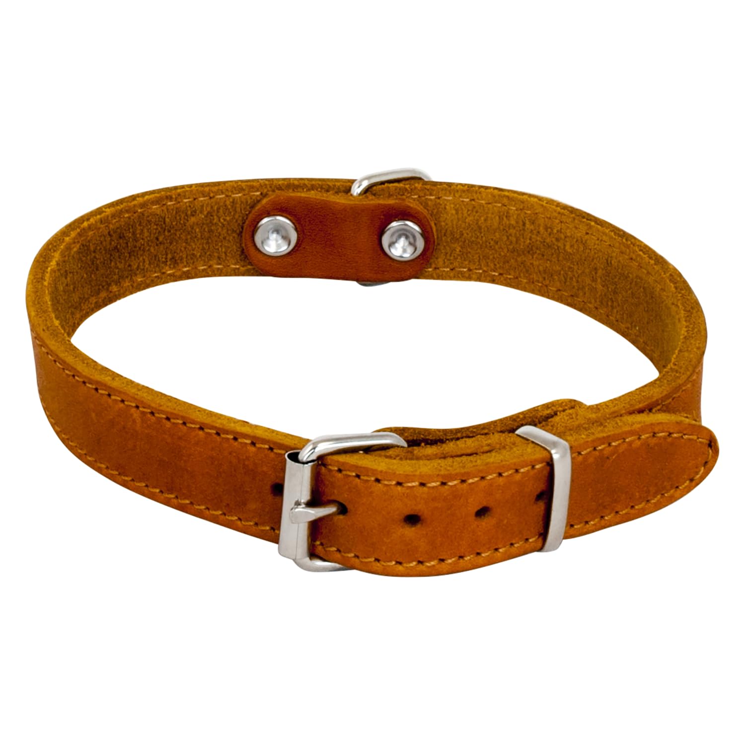 JACK AND VANILLA, Dog Collar, Fat Leather, Cognac, Size 12 mm x 30 cm