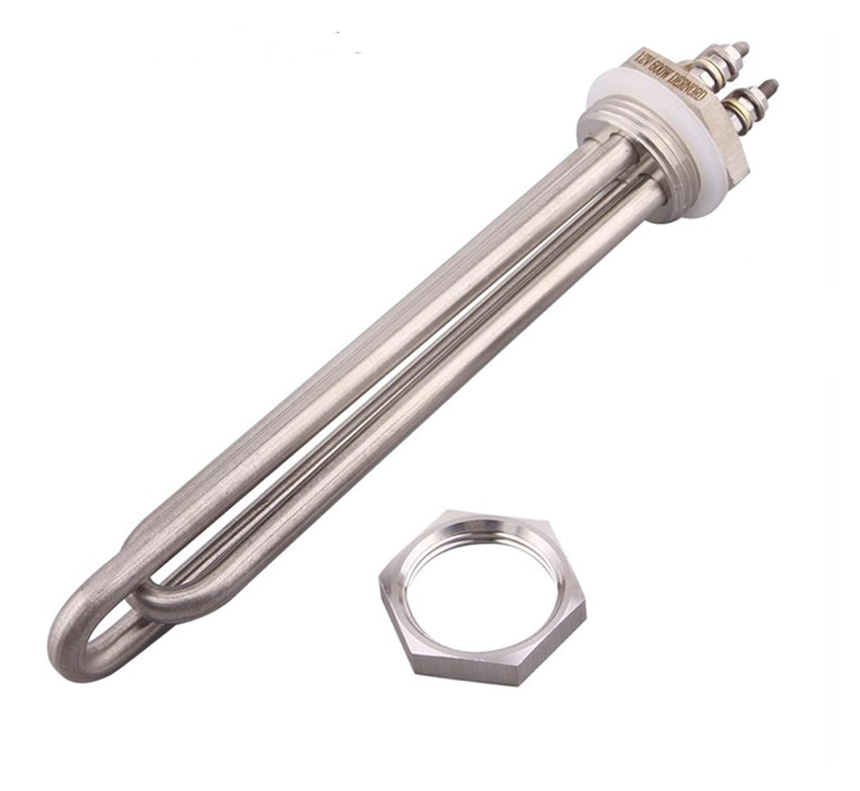 yaoqijie Calentador DC 12V 600W 400w 300w & Contratuerca y Accesorios Elemento calentador de agua solar con rosca DN25 de 1" lasting(Only,600W)
