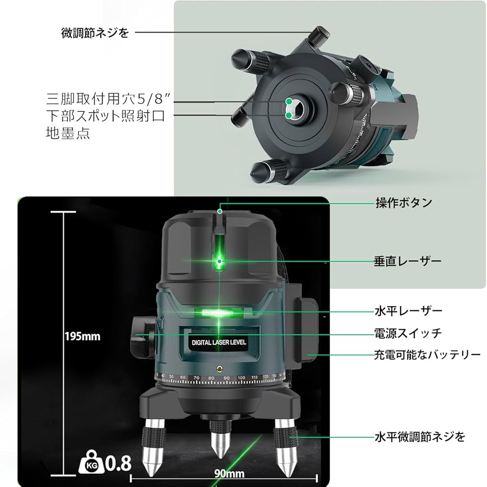 SVAROG 3ライン レーザー墨出し器 EP-3R 自動補正レーザーレベル Amazon | SVAROG 3ライン レーザー墨出し器 EP-3R レーザー