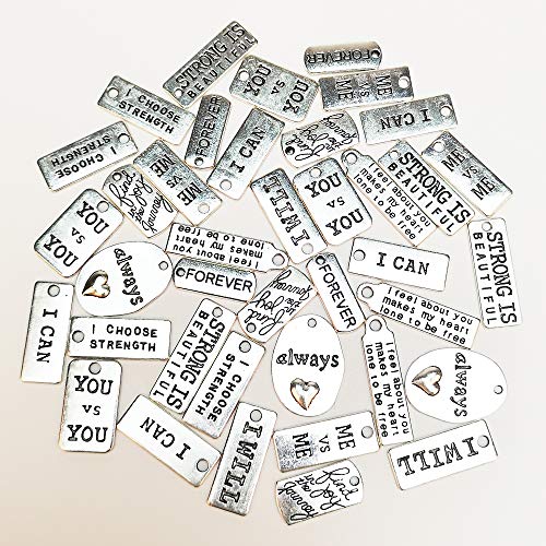 Libiline Mix 40Pcs Inspiration Words Charms Lots Pendants Beads Charms Pendants For Crafting, Jewelry Findings Making Accessory For Diy Necklace Bracelet (Inspiration Words Charms) #TOP1