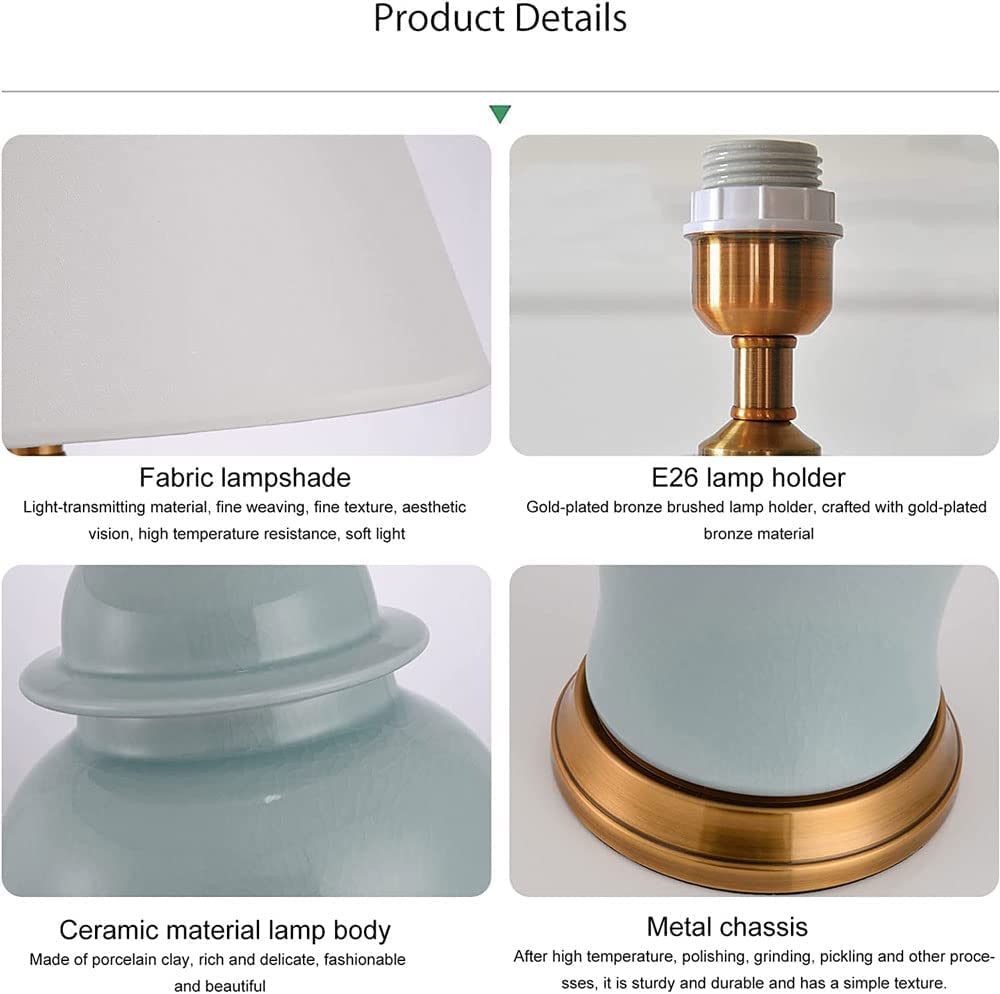 Lampa dekoracyjna Lampka nocna Niebieska Porcelanowa Przeszklona Lampa Stołowa Nocna Lampka Nocna Do Sypialni Salon Lampa Biurkowa Do Gabinetu Oświetlana dekoracja (Size : Remote Control Switch)