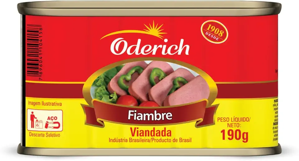 Fiambre Bovino Oderich 190G, Fiambre De Carne Bovina Cozida E Temperada, Vermelho, Selecionado E Saboroso, Textura Firme E Fatiável, Pronto Para Consumo E Rico Em Proteína, Tradição Em Qualidade Desde