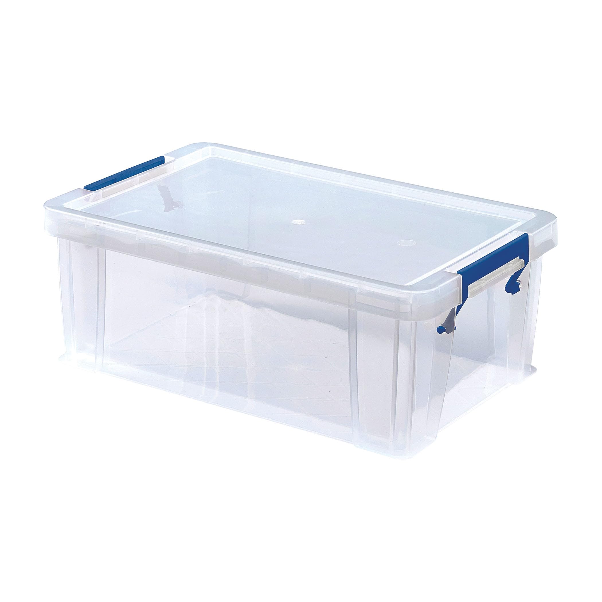 BANKERS BOX 10L Plastic Storage Boxes with Lids. ProStore Super Strong Plastic Storage Boxes (14 x 34 x 21.5cm), Made in the UK, Clear
