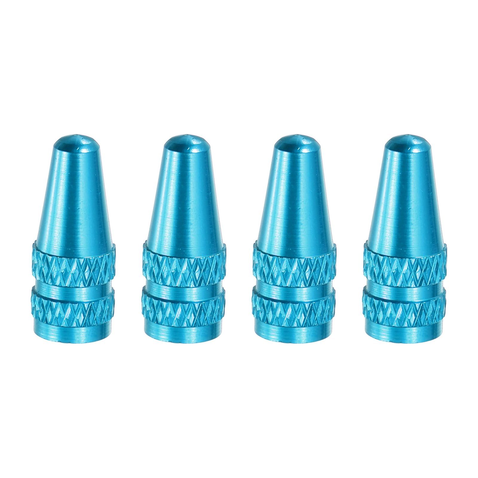 PATIKIL Bicycle Tire Valve Stem Caps, 4 Pack Anodized Aluminum French Style Universal Bicycle Tire Caps for Mountain Bikes Road Bikes, Sky Blue