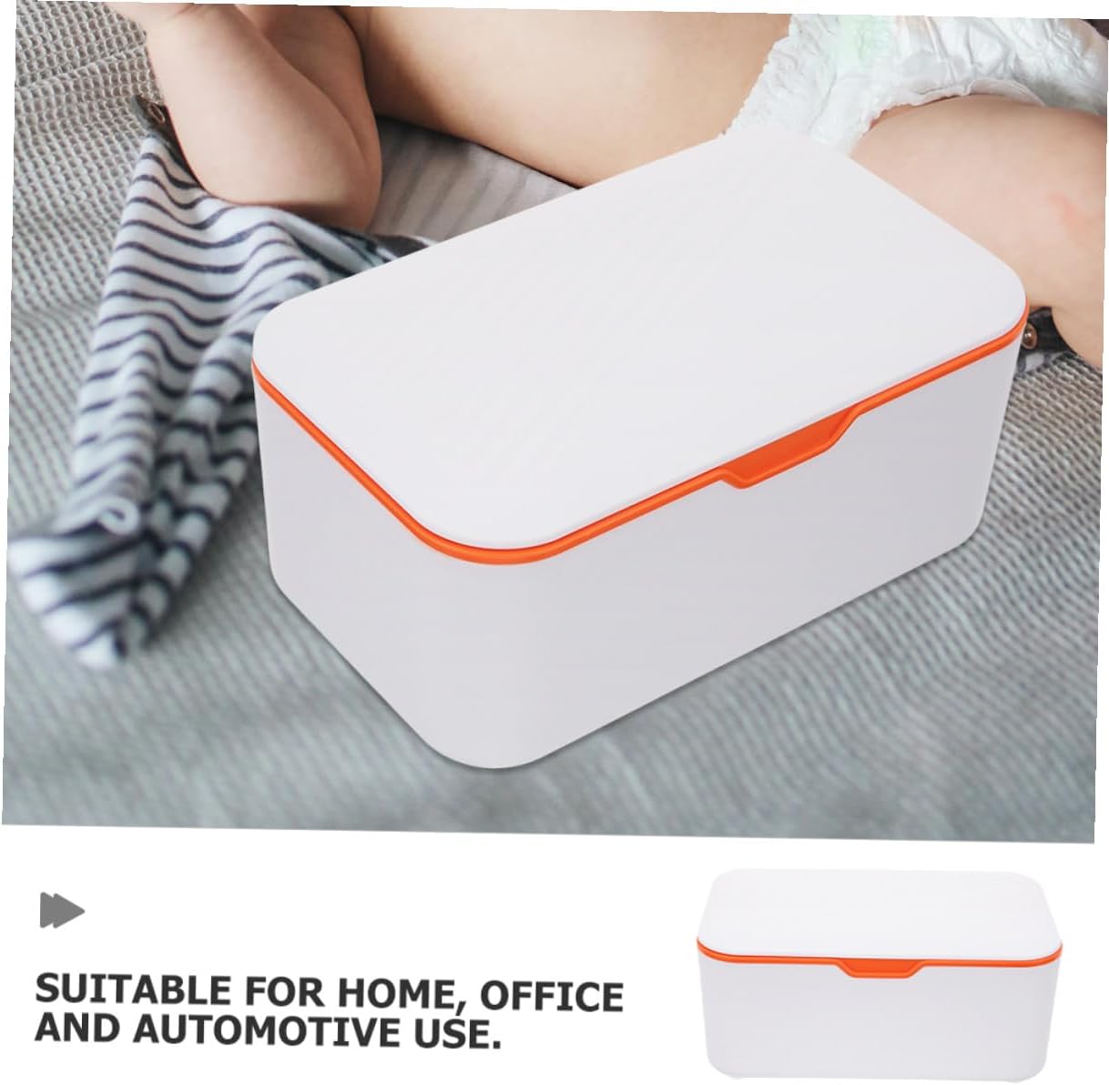 2pcs Wipe Dispenser with Lid Refillable Wet Tissue Container Sealed Design Portable Diaper Wipes Holder for Travel and Bathroom Use White Orange