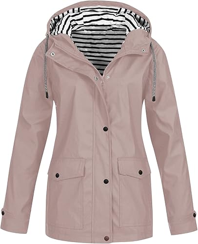 YUTANRAL Chubasqueros para mujer, impermeables, a la moda, 2023, de manga larga, ligero, con capucha y cremallera, rompevientos