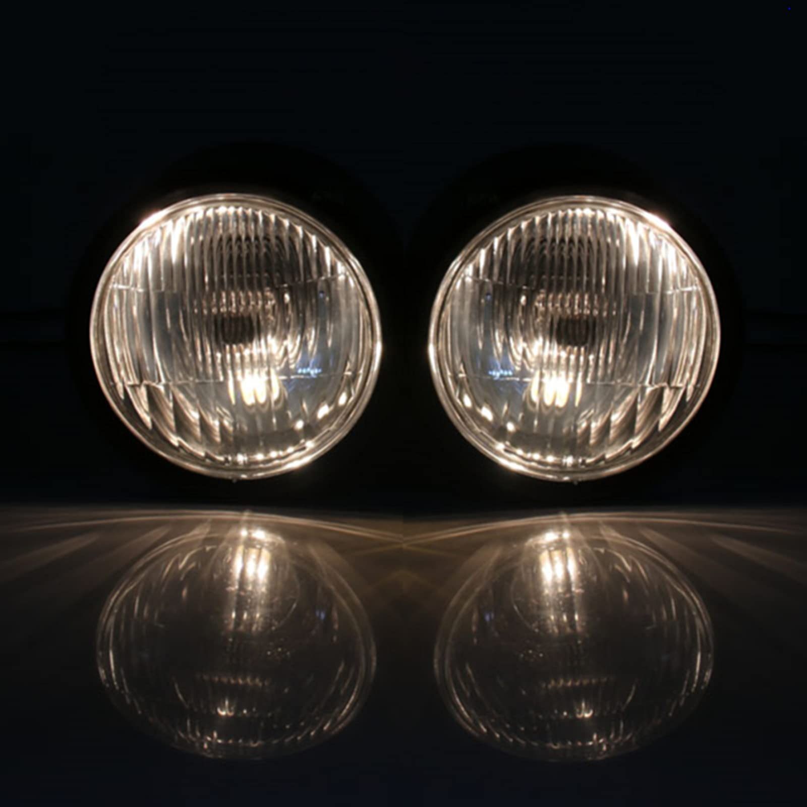 Phare double moto avec couvercle de calandre et support de montage, phare avant halogène à double lampe rétro pour Bobber Street Fighter Naked Cafe Racer Dominator (Style 1)