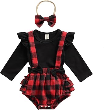 Valentine Baby Girl Outfit Heart Print Ribbed Long Sleeve Newborn Valentines day Romper Dress Headband Set