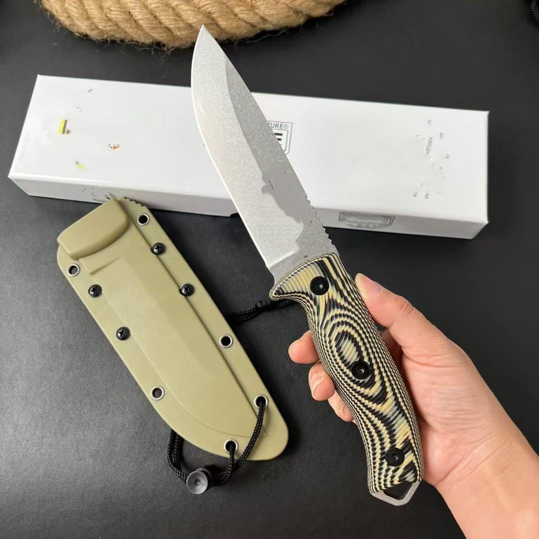 Feststehendes Messer, 1095 Kohlenstoffstahl, G10-Griff, 27,9 cm Gesamtlänge, Epoxidbeschichtung oder Stonewashed, mit Kydex-Scheide (A 02)