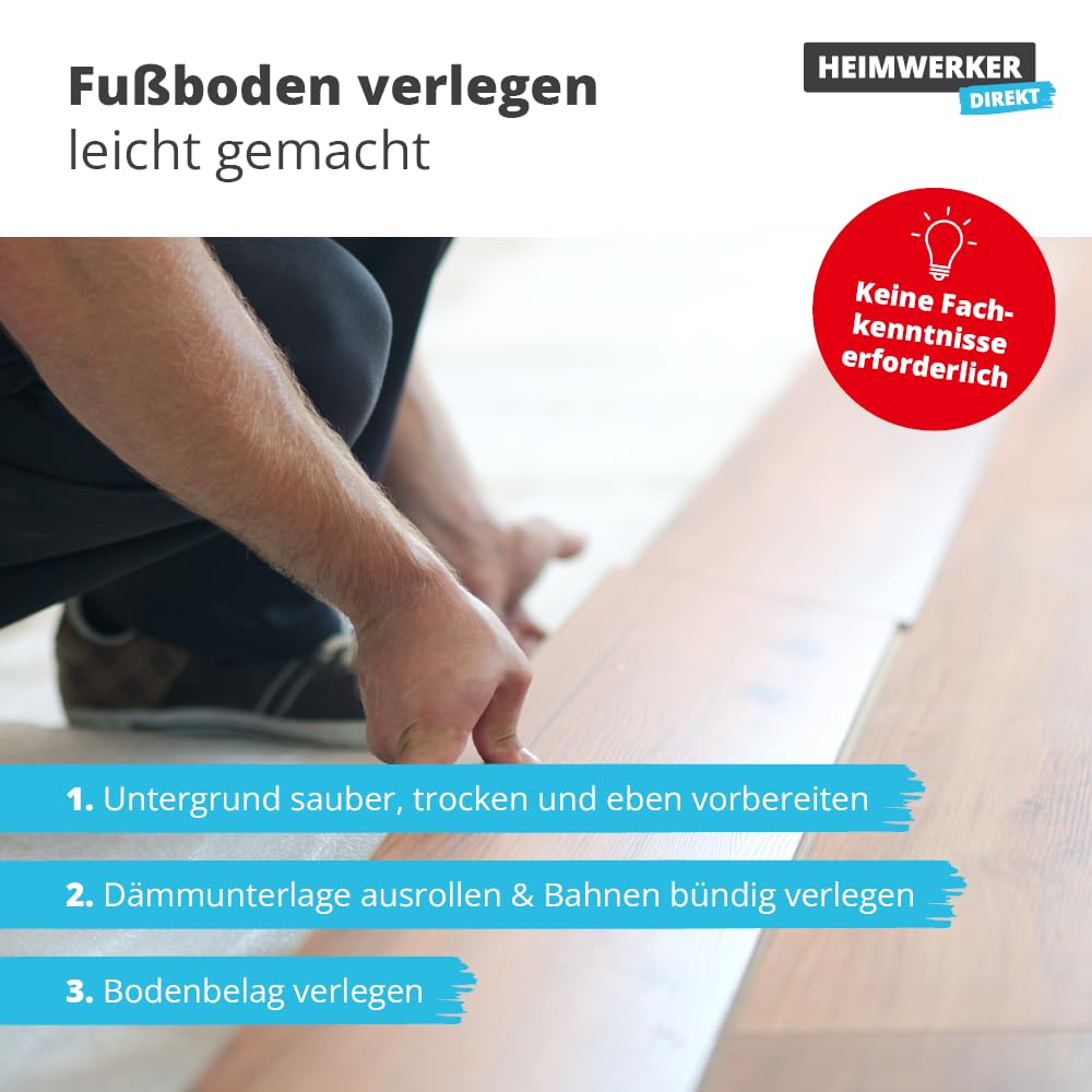 50 m² Alfa Trittschalldämmung PE Dämmunterlage Schallschutz für Laminat und Holzfertigböden