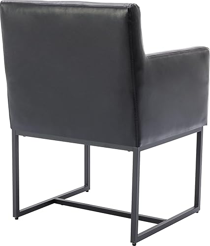 Miniatura 6 de BESTANO Juego de 2 sillas de comedor tapizadas con brazos de piel sintética de mediados de siglo, sillas decorativas modernas con marco de metal