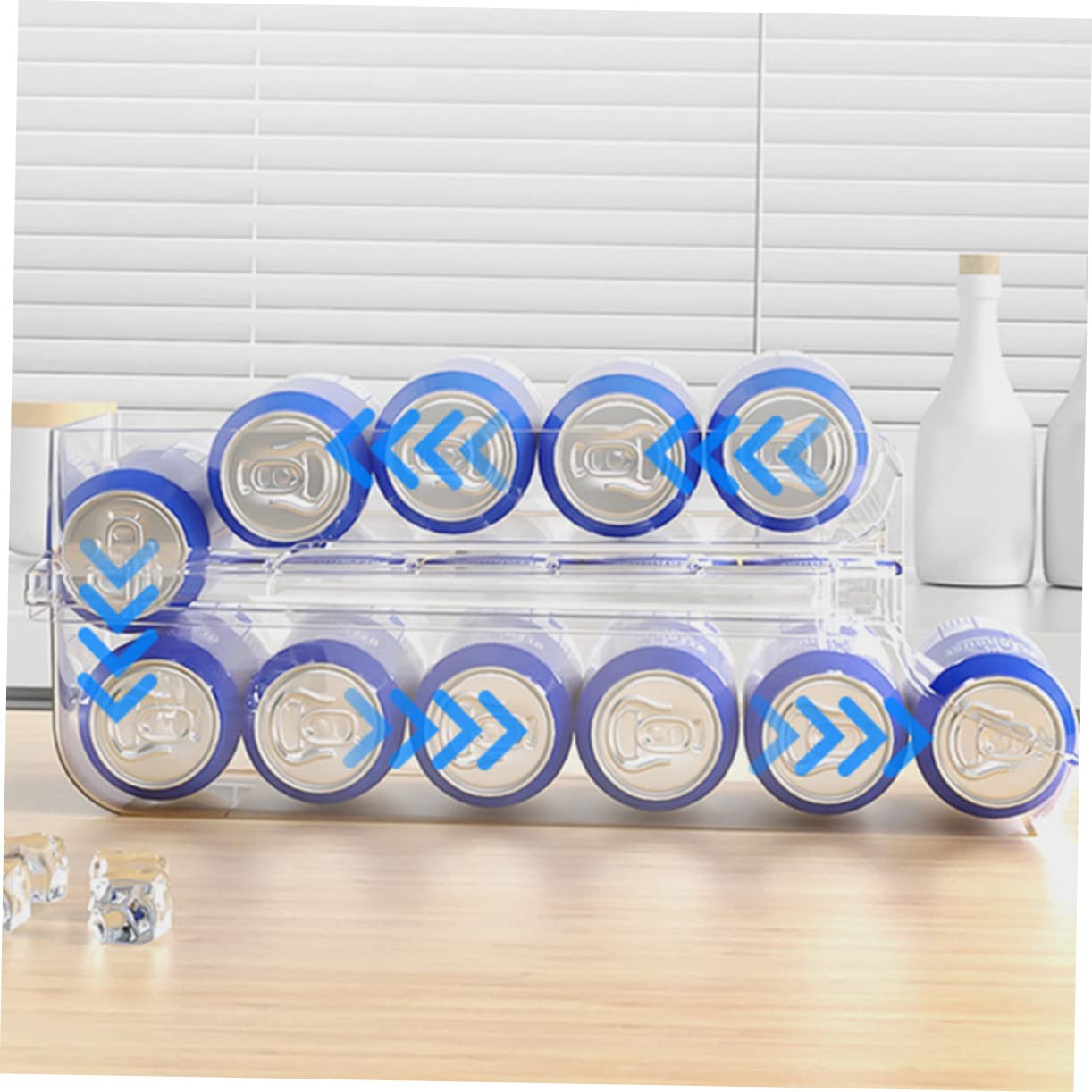 Ciieeo Organizador De Almacenamiento De Latas para Nevera Doble Capa Grande Transparente, Soporte para Latas De Refresco De Plástico Resistente, Ahorro De Espacio para Cocina y Despensa,
