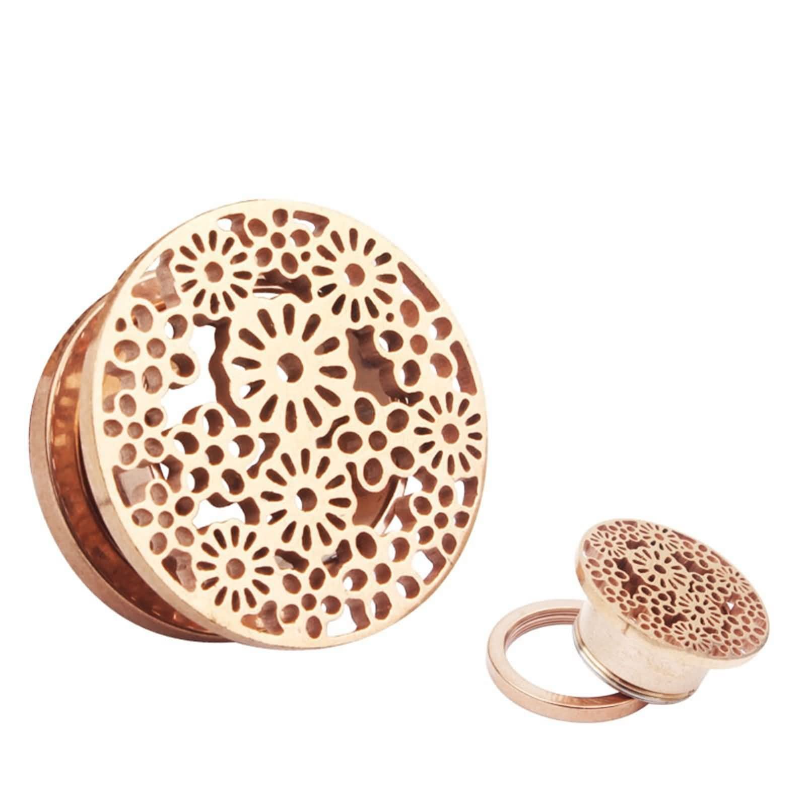 Daesar Ohr Plug 6-16MM, Piercing Tunnel Edelstahl Blume mit Schraubverschluss Ohr Expander Set Tunnel Ohrringe