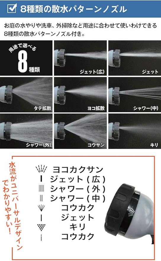 Amazon 伸縮ホース 15m 伸びるホース のびる ホース おしゃれ 伸15m 縮7m おしゃれ グレー 洗車 水まき 散水 コンパクト 収納 ガーデニング 掃除 水やり 庭 ホース リール