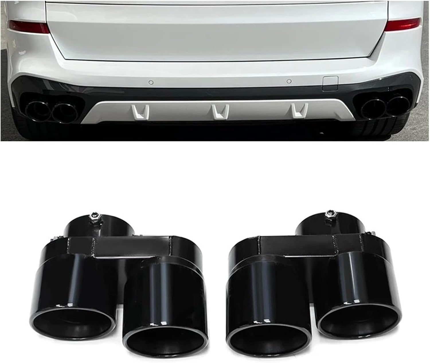 Compatible For BMW X5 G05 X6 G05 Square Exhaust Upgrade Sport 4 Outlet Stainless Steel Carbon Fiber Black Tailtip Muffle 2