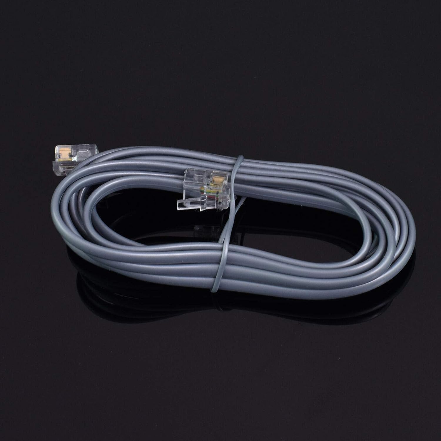 RJ11 6P4C Modular Telephone Extension Cable Phone Cord Line Wire (50 Feet, Grey) （33218）
