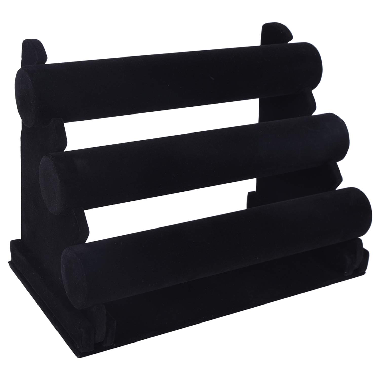 AUTOARK3-Tier Black Velvet Bracelet Watch Necklace Holder,Jewelry Showcase Display Stand and Organizer,AJ-051