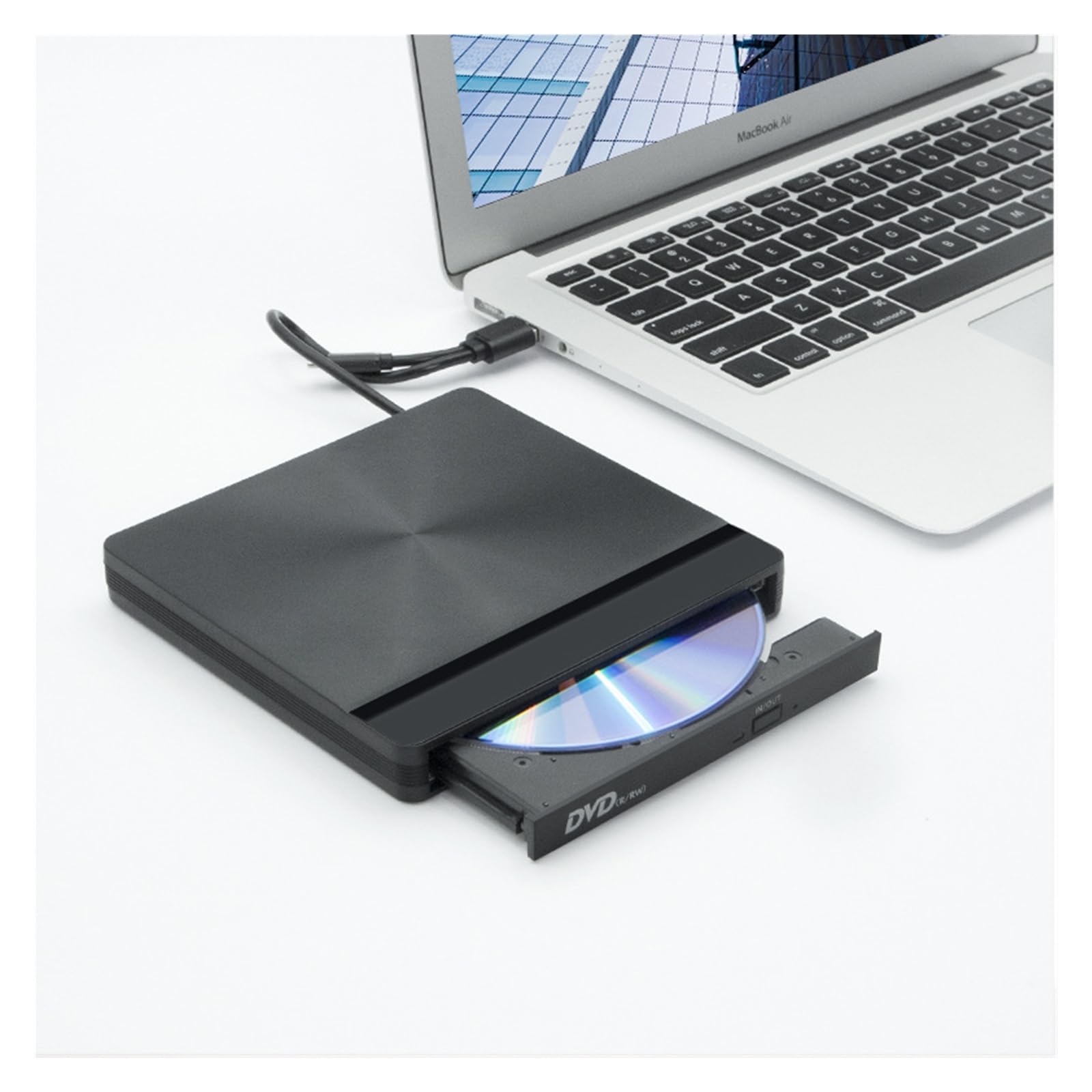 Unidad Óptica Externa USB 3.0 Grabadora De DVD Externa Unidad Óptica Móvil Reproductor De Grabadora De CD For Computadora(Black)