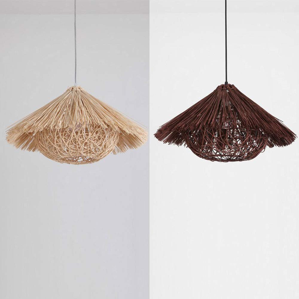 Araña De Mimbre del Sudeste Asiático Pantalla Comedor Mimbre Lámpara Colgante De Bambú Tejida A Mano con Cordón Ajustable Iluminación Retro Creativa De Nido De Pájaro