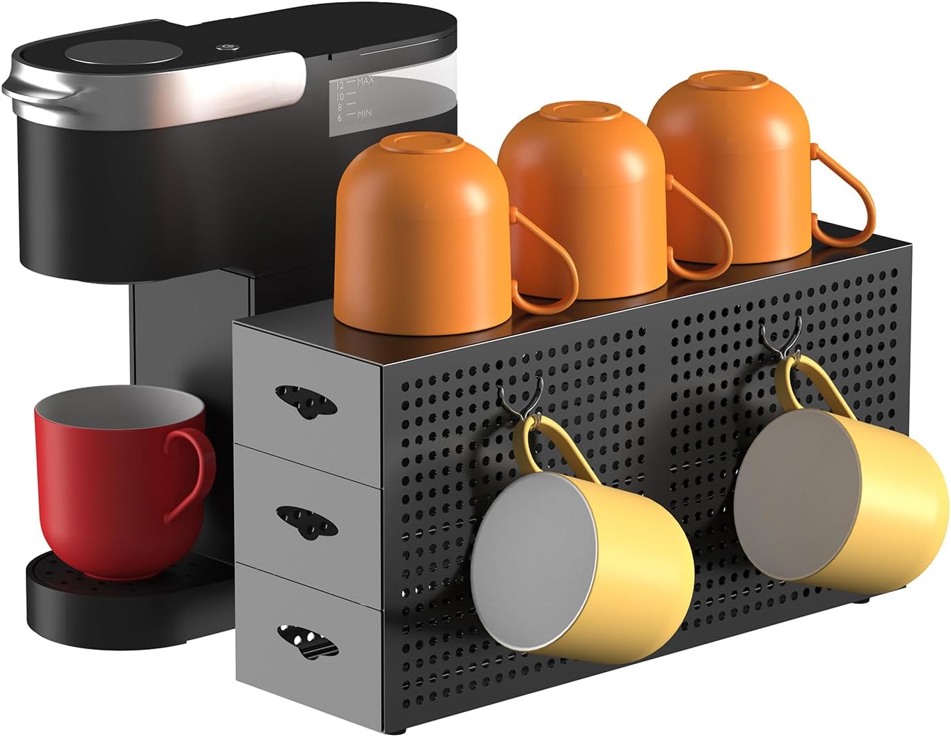 SICHEER Coffee Pod Drawer Holder, 42 Pods Large Capacity, 3 Tier Holder for K Cup Pods, Coffee Pod Organizer for Countertop, Storage Rack for K Cup Pods, Space Saving, (Only Pod Drawer and 2 Hooks)