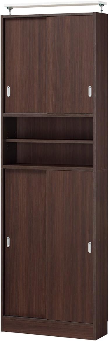 Amazon 白井産業 Shirai 薄型壁面収納 天井突っ張り 本棚 飾り棚 引き戸 ピットフィット ダークブラウン 幅約75cm 高さ約233から254cmの天井に対応 2梱包 Ptf 2375sdbdk Ptf 2375sdbdk 本棚 オンライン通販