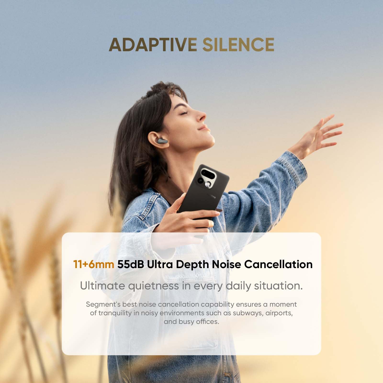 realme Buds Air 8 Écouteurs Bluetooth sans Fil, réduction de Bruit adaptative 55dB, 58h d'autonomie, doté de Double Driver 11+6 mm, Son Hi-Res LHDC 5.0, IP55, Bluetooth 5.4, Gris