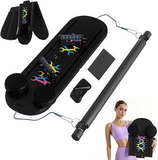 Multifunctional Pilates Board,Pilates Reformer Sets, Foldable Abdominal Core Trainer for Home Workout, 6 in 1 Portable Pilates Reformer Machine for Full-Body Exercise