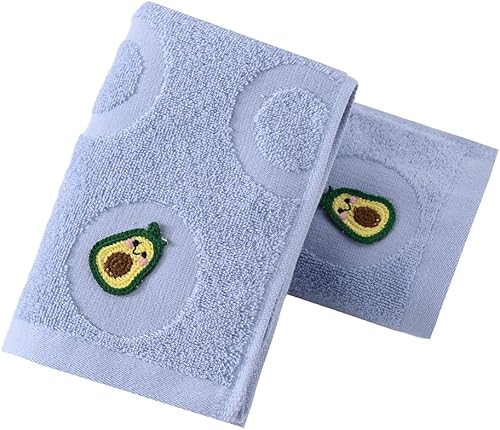 YiLUOMO Juego de 2 toallas de mano 100% algodón, suaves, absorbentes, con bonito bordado de aguacate, toalla de mano decorativa para baño, 13 x 29