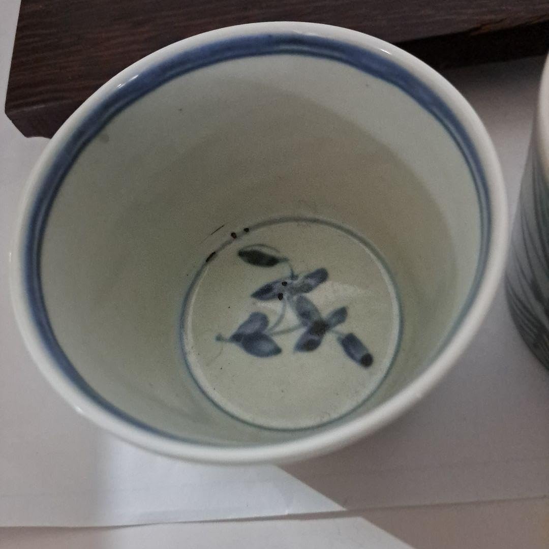 江戸中 蕎麦猪口 2客 珍品 幾何学文様 角福 古伊万里染付 江戸中 蕎麦猪口 2客 珍品 幾何学文様 角福 古伊万里染付